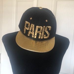 NEW Paris Black and Gold Hat